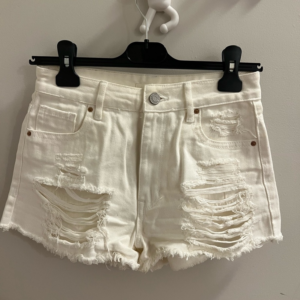 Pacsun Ripped White Denim Jean Shorts High Waisted